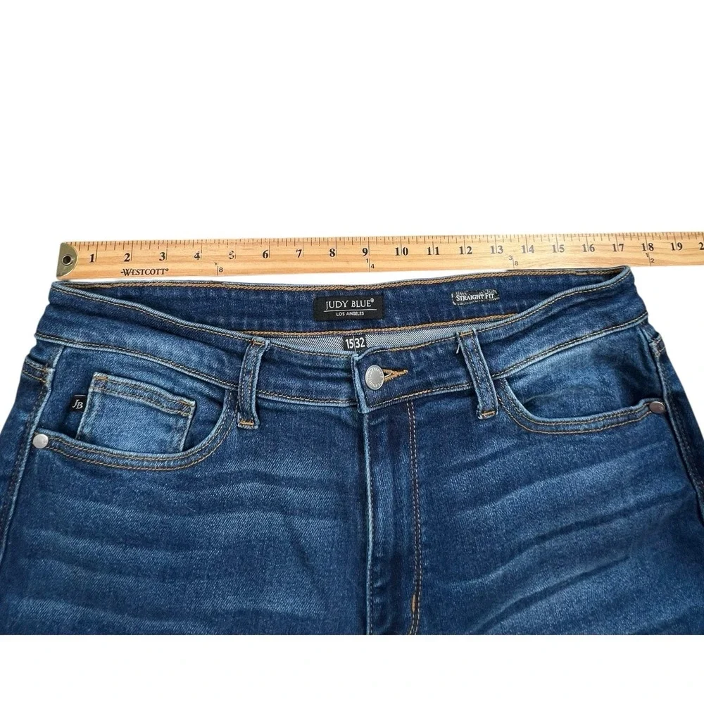 Judy Blue Womens 15/32 Straight Fit Dark Wash High Rise Stretch‎ Denim Jeans